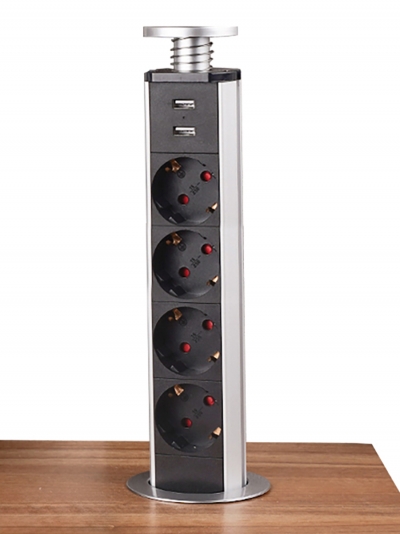 Встраиваемая выдвижная розетка CorePort (4 розетки, 2 USB-A, 1.8м кабель)-1